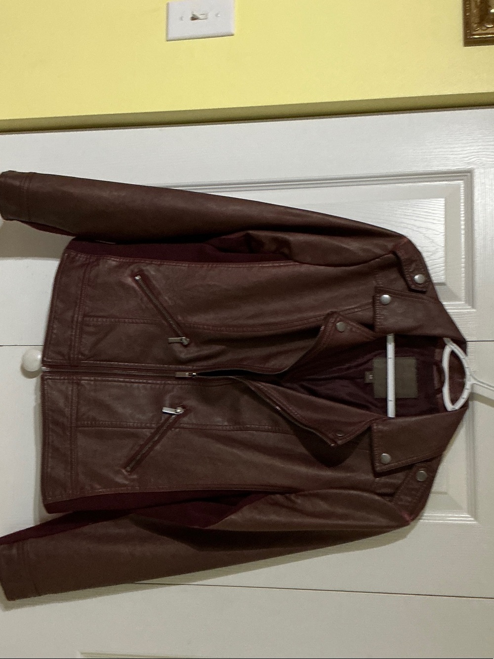 Women's Burgundy Leather Moto Jacket - Maurice’s